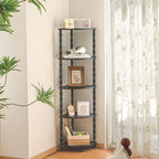 MaxSmeo Corner Shelf, 5-Tier Corner Bookshelf, Stylish Corner Storage Display Shelves for Bedroom, Bathroom, Kitchen, Living Room (Charcoal Gray)