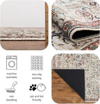 Keen Home Design 6x9 Rug - Machine Washable Area Rug with Non-Slip Backing, Ideal for Living Room, Dining Room, Bedroom - Vintage, Easy Clean, Durable, Low Pile Rug - (6' x 9')