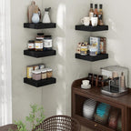 Venusmiles Square Floating Shelves for Wall, 12" W x 12" D x 2" H, 2 Pack of Small Wall Mounted Engineered Wood Shelves with Invisible Brackets for Living Room, Bedroom, Bathroom, Kitchen Decor, Black