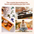 Nuenen 50 Pcs Cross Charm for Women Man Celebration Grad Decor Crystal Pocket Cross Necklace Natural Worry Stone Gift for Jewelry Making Craft Festival Decor(1.5 x 1.06 x 0.24 Inch,Lovely)