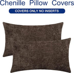 CaliTime Throw Pillow Covers Decorative 16 X 26 Inches Pack of 2 Cozy Chenille Cushion Cases for Couch Sofa Bed Living Room Home Coffee