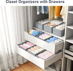 DIMJ Drawer Organizer Clothes - Underwear Organizer Small Sock Organizer Closet Organizers and Storage Box Dresser Drawer Dividers for Baby Clothes,Bra,Socks, Belt, Tie, Set of 6,Grey