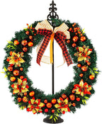Wreath Stands for Display, Metal Wreath Holder Stand, Standing Wreath Hanger with Wrought Iron Base, Adjustable Tabletop Display Stand for Christmas and New Year Wreath, Wedding Party Decor