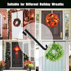 GameXcel 2 Pcs 12" Wreath Hanger for Front Door - Large Wreath Metal Hook for Christmas Wreath Over The Door Hanger - 2 Pcs Black