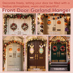 Front Door Garland Hanger Suitable for 32"-80" Width Doors, Tool-Free Non-Destructive Adjustable Hanger for Valentine's Day Wreaths, Heart Decorations, String Lights