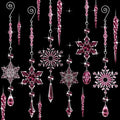 Giegxin 32 Pcs Crystal Christmas Ornaments Crystal Hanging Snowflakes Acrylic Xmas Tree Icicle Drop Decorations with Hooks for Christmas Snow Party Winter(Pink)