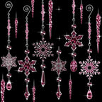 Giegxin 32 Pcs Crystal Christmas Ornaments Crystal Hanging Snowflakes Acrylic Xmas Tree Icicle Drop Decorations with Hooks for Christmas Snow Party Winter(Pink)