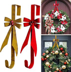 Bow Shape Metal Door Wreath Hanger, Christmas Wreath Hooks for Front Door, Decorative Wreath Hangers for Front Door - Over The Door No Drill Hold for Holiday Garland & Decor