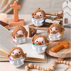 Marsui 5 Pcs 5 Pcs Crochet Dolls Christian Positive Gifts for Women Mini Jesus Figures with Positive Card Handmade Religious Crochet Plush Doll for Church Sunday School Motivational Gift (Colorful)