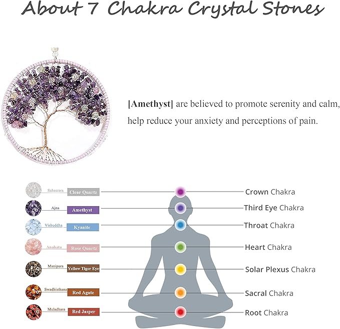 Dream Catchers, Purple Dream Catcher Tree of Life Wall Decor, with Natural Healing Crystal Stone, Perfect Handmade Dreamlike Crystal Dream Catcher for Bedroom Art Craft Gift