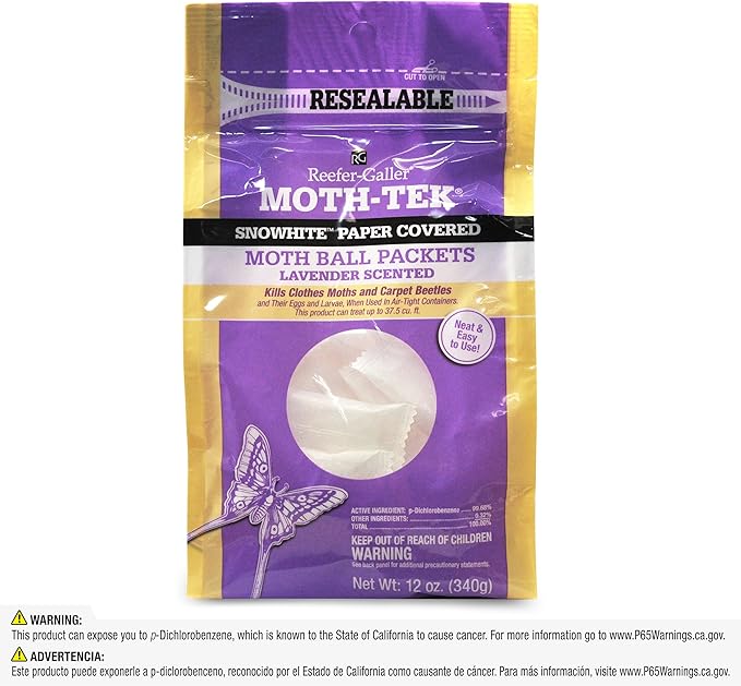Moth-Tek Snowhite Lavender Scented Moth Ball Packets 12 oz (6)