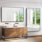 BONEWEI Bathroom Mirror,60x36 inch Large Wall Mirror for Bathroom Wall Mounted Black Rectangle Mirrors,Black Bathroom Mirror for Living Room,Farmhouse,Bedroom Entryway,Horizontal/Vertical