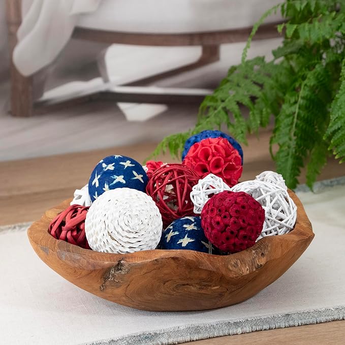ANDALUCA Decorative Balls Bag Bowl Filler 4th of July Home Decor (Red, White & Blue)