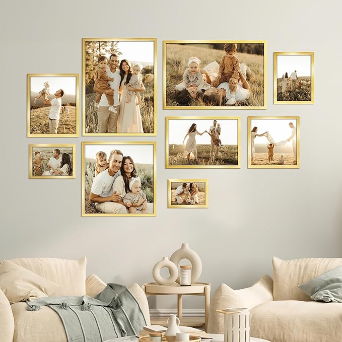 Giftgarden 4x6 Picture Frame Set of 18, Lightweight 4 by 6 Frames Bulk for Gallery Wall Photo Hanging and Tabletop Display, Gold