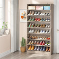Tribesigns Tall Shoe Cabinet, 9 Tiers 40-45 Pairs Heavy Duty Wood Freestanding Shoe Storage Cabinet, 70.8'' Tall Shoe Cabinet with Open Storage for Entryway (1, Beige Gray)