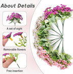 Artificial Flower in Hanging Basket Outdoor Indoor Decoration,Coconut Lining Flowerpot with Faux Plant,Daisy with Eucalyptus Leaves Arrangement for Home Spring Summer Decor(Pink White Purple)
