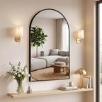 DUMOS Black Metal Arch Vanity Rounded Rectangle Bathroom Mirrors for Over Sink Wall, 24x37 Inch Large Matte Mirror, Modern Decorative for Restroom, Farmhouse