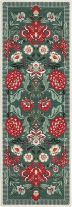 GarveeHome Floral Botanical 2x6 Washable Kitchen Runner Rugs Non Slip Grey Green Vintage Boho Cottage Long Rug for Hallways Bedroom Entryway Bathroom Mat with Rubber Back