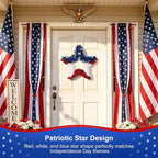 VeriNatural 4th of July Decorations - 19.5in Patriotic Red White and Blue Star Wreath - Independence Day Tinsel Wreath for Indoor Outdoor,Golf Cart, Party,Door and Wall Hanging Decor