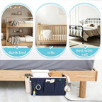 Loghot Bedside Caddy/Bedside Storage Bag Hanging Organizer for Bunk and Hospital Beds,Dorm Rooms Bed Rails,Can be Placed Glasses,Books,Mobile Phones,Keys (2pc Navy Blue)