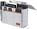 Bedside Caddy, Felt Bed Storage Organizer Hanging Bag Holder with 5 Pockets, Magazine Book Phone Tablet iPad Cables Remote and Water Bottle Holder for Home Dorm Bed Sofa, Light Gray