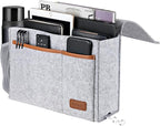 Bedside Caddy, Felt Bed Storage Organizer Hanging Bag Holder with 5 Pockets, Magazine Book Phone Tablet iPad Cables Remote and Water Bottle Holder for Home Dorm Bed Sofa, Light Gray