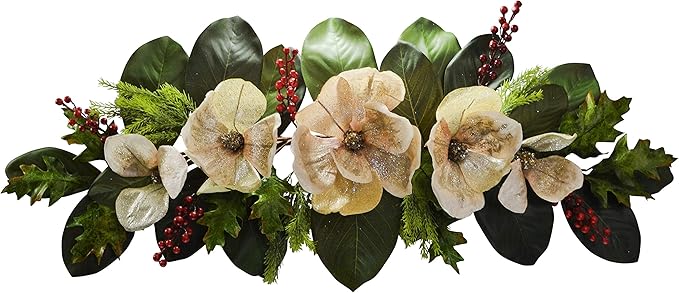 36" Christmas Champagne Magnolia Swag