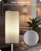 Dimmable Floor Lamps for Living Room with Remote and Foot Switch, 64.4” Modern Standing Tall Lamp, Corner Lamp for Bedroom, Office, Bulb Included, 3000K-6500K, Gray and Silver, FCC Listed SH06LD05W1
