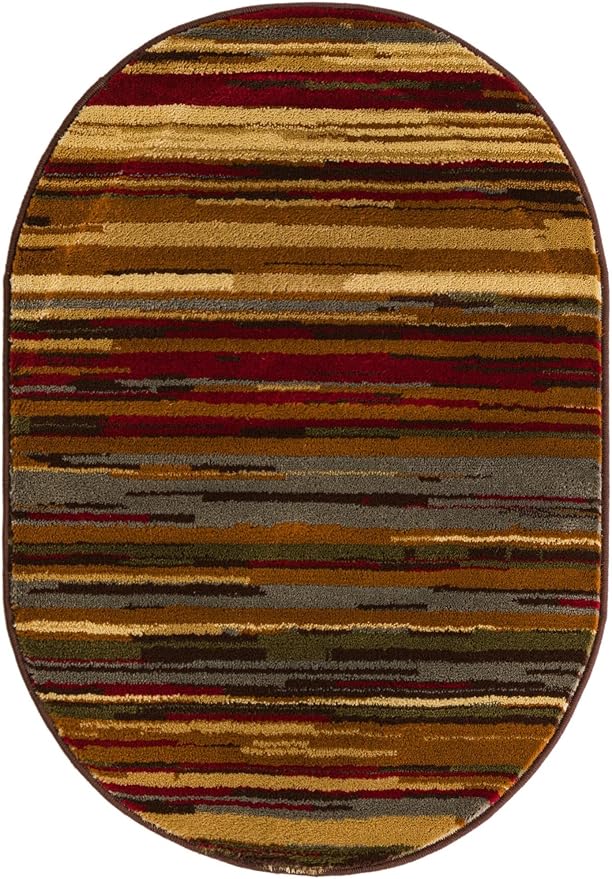 Unique Loom Barista Collection Area Rug - Icatu (2' 2" x 3' 1" Oval, Beige/Brown)