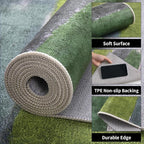 Ciicool Modern Abstract Green Rug for Living Room, 8'x10' Machine Washable Area Rug Non-Slip Rug, Low-Pile Contemporary Indoor Dining Floor Carpet for Bedroom Office Under Table Home Decor