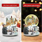 7'' H Christmas Snow Globe with Light up and Musical Spring Decoration Gift, Snowflakes Water Globe, Santa Sleigh Reindeer Resin Snow Globe, Christmas Holiday Indoor Decor.