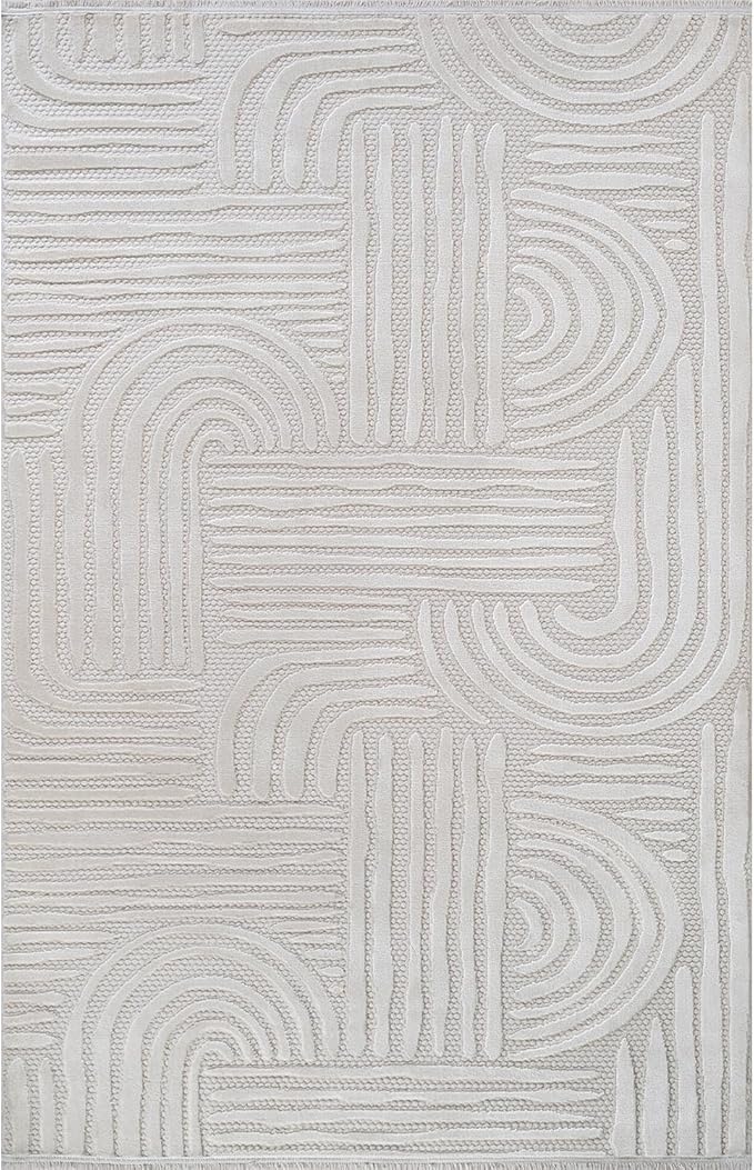 Modern Indoor Rug Orbit 6x9 Area Rugs for Living Room Luxury Kitchen Bedroom Durable Soft Geometric Durable Low and High Pile Stain Resistant Non Shedding Area Carpet 6x9