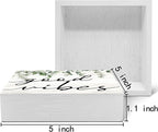 SRADMO Botanical Eucalyptus Leaves Wood Box Sign Desk Decor, Rustic Eucalyptus Leaves Wooden Block Box Sign Decoration For Home Office Shelf Table Decor
