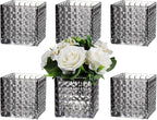 Square Vases Set of 6, 5" x 5" x 5" Square Glass Vases for Flowers, Black Flower Vase for Centerpieces, Small Bubble Vase for Wedding, Party, Home, Office, Parties, Events