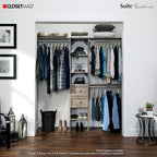 ClosetMaid SuiteSymphony Wood Closet Organizer Kit with Tower, 3 Hang Rods, Top Shelves, 2 Drawers, Adjustable, Fits Spaces 5-9 ft. Wide, Graphite Grey