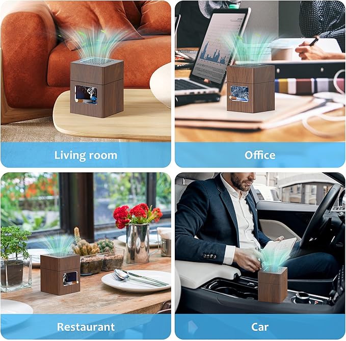 Aluminum Housing Smokeless Ashtray, Multifunctional 3 in 1 Smoke Ashtray with Lighter & USB Rechargeable, HEPA Filter, Home or Office (Wood grain)