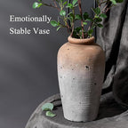 Emotionally Grounded Vase, Vaseking Large Ceramic Rustic Vase, 11 inch Minimalist Decorative Farmhouse Tall Vases for Home Decor, Living Room, Enterway, Table Decoration, Brown