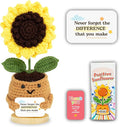 Emotional Support Crochet Sunflower – Handmade Appreciation Gift for Teachers, Coworkers – Never Forget The Difference, Inspirational Gifts for Women, Graduation Gifts, Employee Appreciation