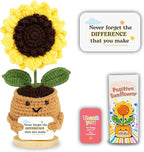 Emotional Support Crochet Sunflower – Handmade Appreciation Gift for Teachers, Coworkers – Never Forget The Difference, Inspirational Gifts for Women, Graduation Gifts, Employee Appreciation