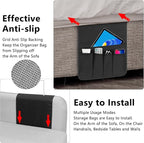 Non-slip Couch Organizer Armchair Caddy, Oxford TV Remote Control Holder Bedside Caddy with 5 Pockets for Key Glasses Phone Magazine Holders.