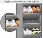 SLEEPING LAMB Over The Door Shoe Organizer for Closet with Large Deep Pockets, Narrow Shoe Rack for Door Hanging Boots Storage, Grey