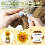 Gifts for Mom Mothers Day Birthday Gifts- Positive Crochet Sunflower, Funny Cute Small Sunflower Gift for Mom Bonus Mother in Law from Daughter Son Positive Emotional Support Pickle Gift