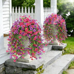 4 Bundles Fake Flowers for Spring Decor, Hanging Artificial Flowers for Outdoors, UV Resistant Spring Floral Stems for Porch, Window and Garden Decoration (4)