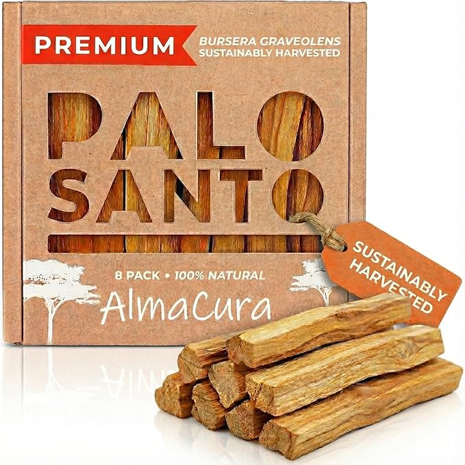 Palo Santo Premium Sticks (8) Smudging Incense Certified Pure Ethically and Sustainably Harvested from Fallen Trees in Peru (NOT Ecuador). Protection, Meditation, Healing, Spiritual Cleansing