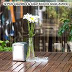 Fabbay 12 Pcs Glass Ashtrays Bulk for Cigarette Cigar Crystal Ashtray Large Home Round Glass Ashtray Office Decor Outdoor Indoor Use for Home Patio Porch Deck Decoration, 4.21x1.3 Inch
