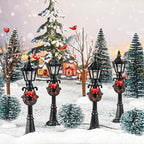 32 PCS Christmas Figurine Village Accessories, Mini Street Light Models with Brush Trees, Miniature Christmas Pathway Street Lamps Lantern Post for DIY Micro Landscape Fairy Garden