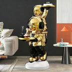 Large Astronaut Statue, Astronaut Sculpture, Astronaut Decoration, Cool Metal mask Decor, Floor Sculpture, Suitable for Living Room, Bedroom, Stores, etc., Tray can be Used for Storage