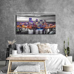 Extra Large Pittsburgh Wall Art Black and White Cityscape Wall Decor Modern Night City Skyline Picture Office Decor Pennsylvania Skyscrapers Canvas Prints for Bedroom Living Room Decoration 30x60"