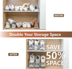 Clear Shoe Slots Organizer for Closet, 24-Pack Adjustable Shoe Stacker & Space-Saving Shoe Storage for a Variety of Spaces, Double Deck Organizer (Transparent)