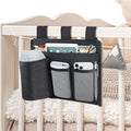 AKAYOK Bedside Caddy Organizer - Bed Organizer Caddy for Remotes Control Phone Glasses Magazines Tablets Accessories - Wheelchair Bag for Hospital Home Office Dorm Room (4 pocket)